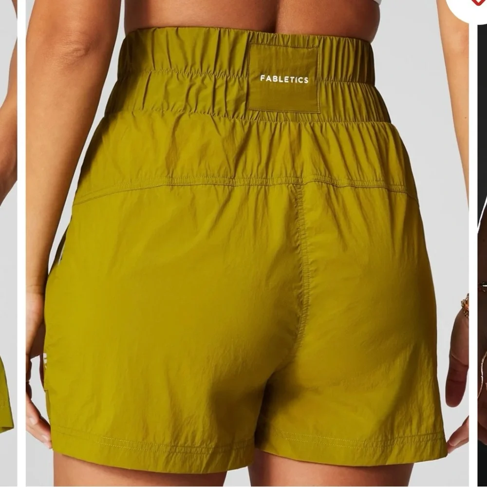 Fabletics Hugh Waisted Nylon Shorts Olive
